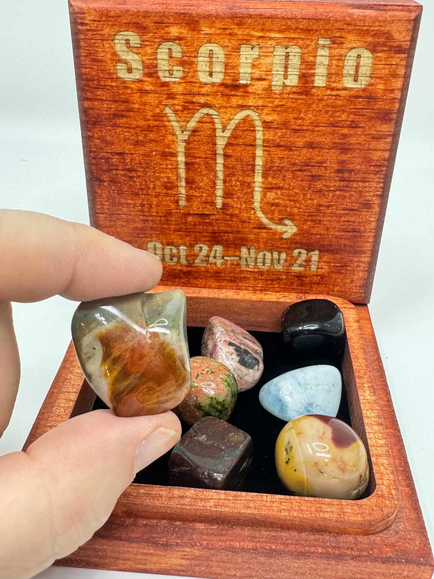 Stained Wood Zodiac Box Scorpio