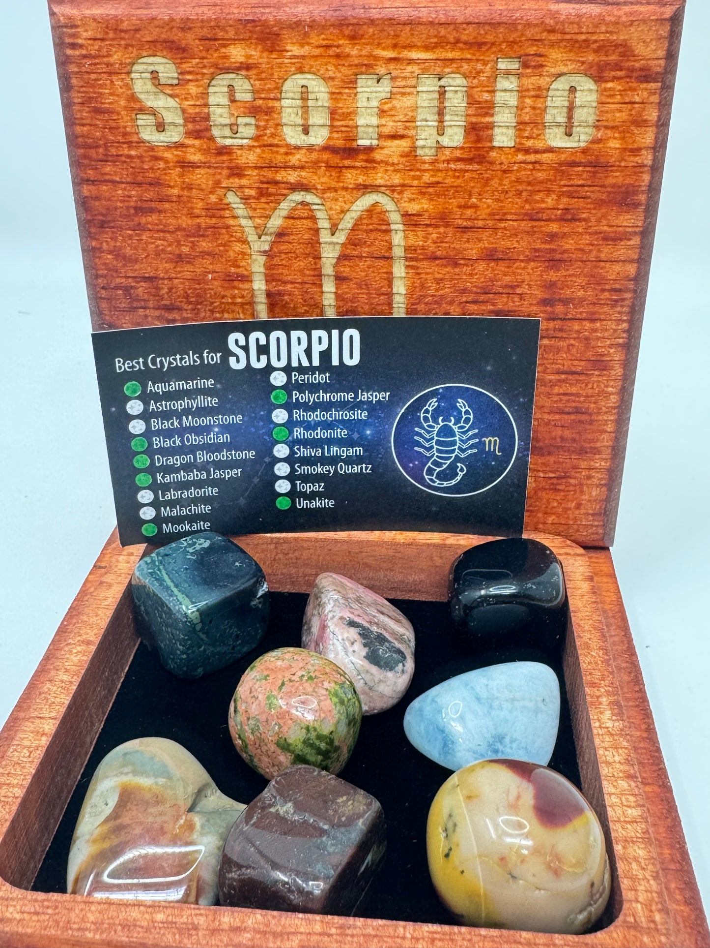 Stained Wood Zodiac Box Scorpio