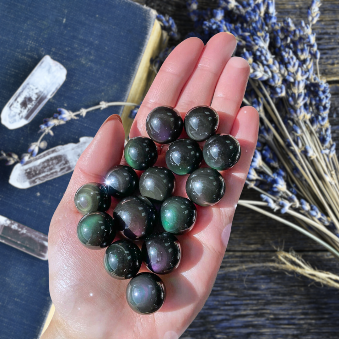 Rainbow/Velvet Obsidian Mini Spheres