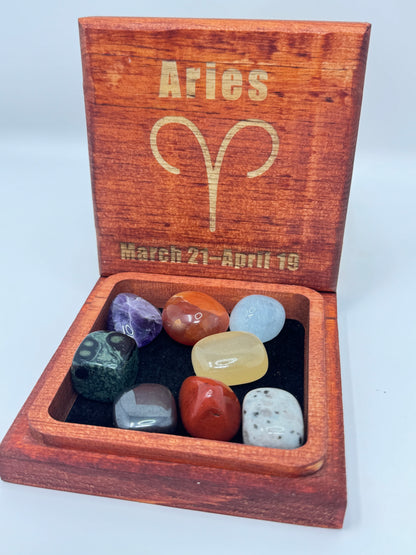 Stained Wood Zodiac Box Aries