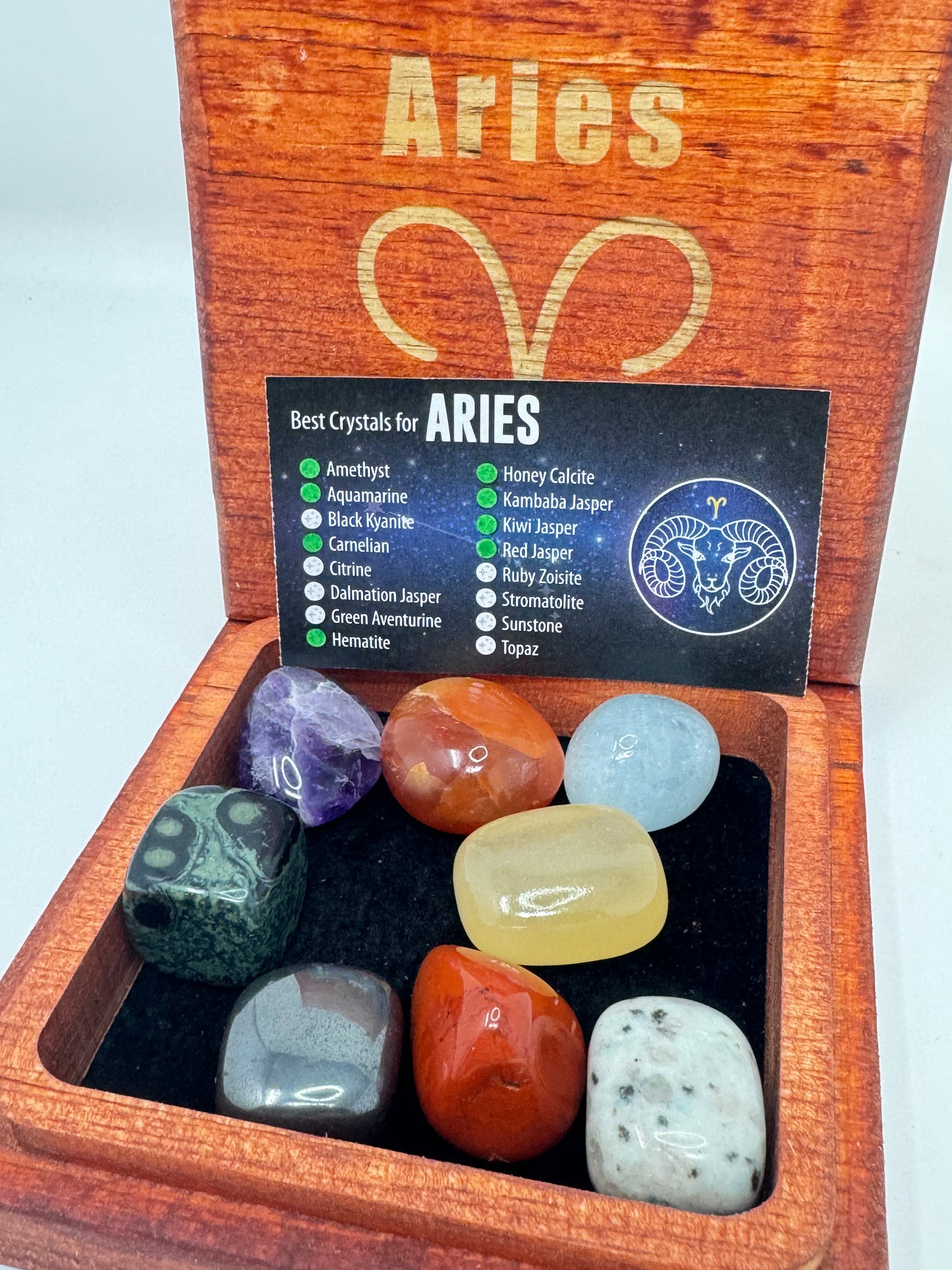 Stained Wood Zodiac Box Aries