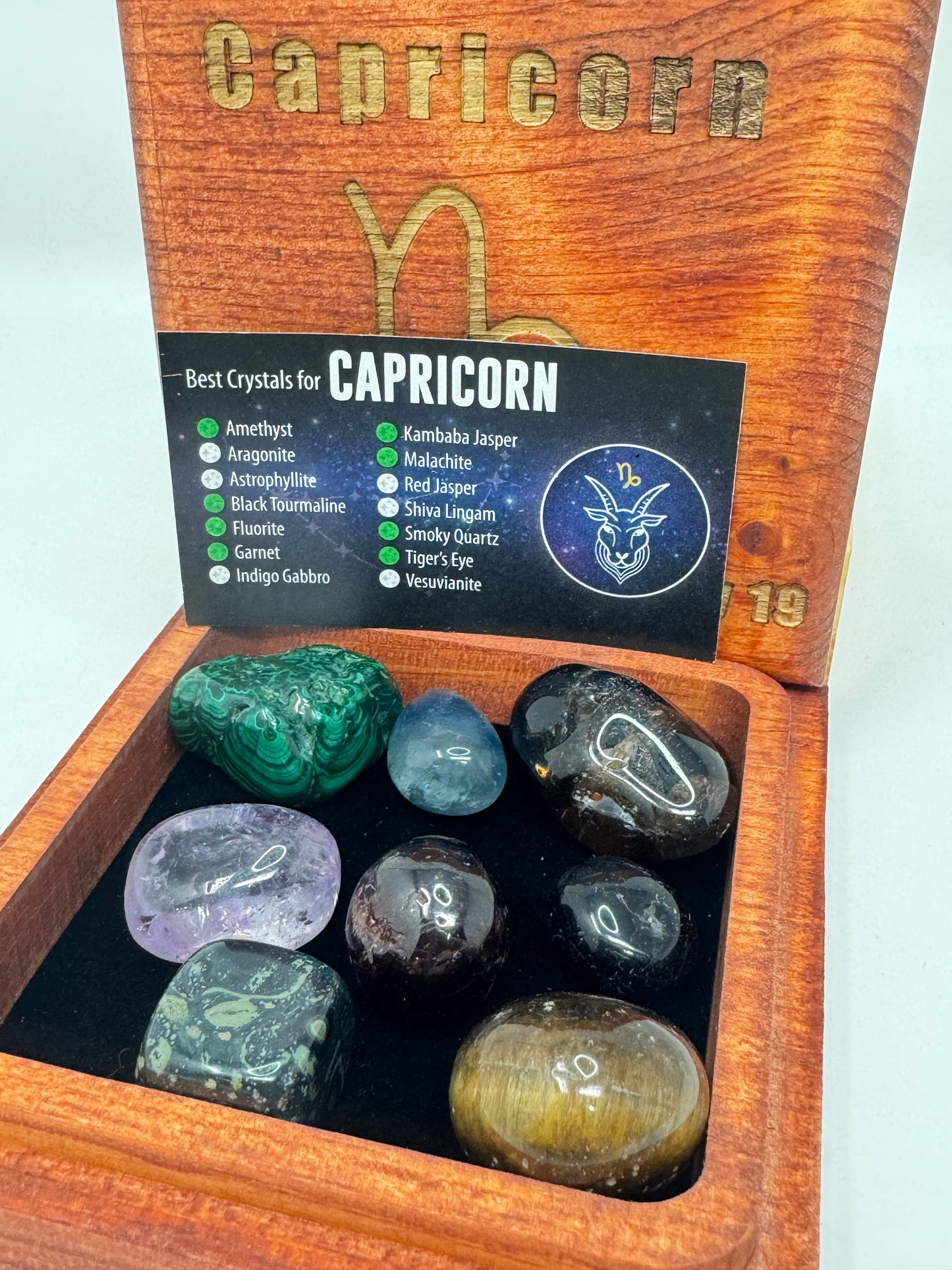 Stained Wood Zodiac Box Capricorn