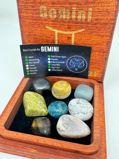 Stained Wood Zodiac Box Gemini