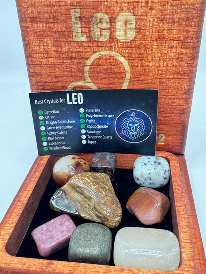 Stained Wood Zodiac Box Leo