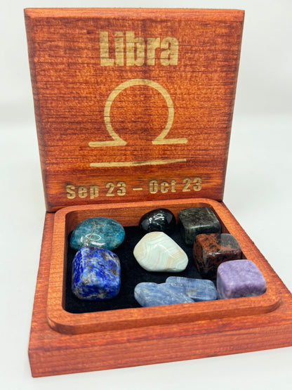 Stained Wood Zodiac Box Libra