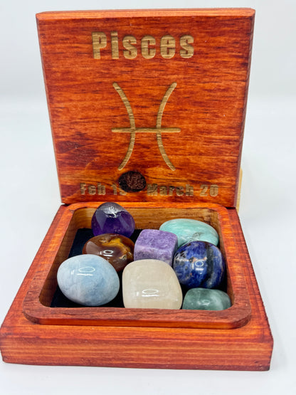 Stained Wood Zodiac Box Libra