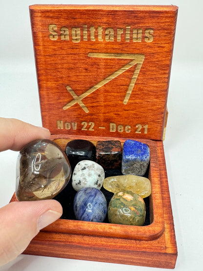 Stained Wood Zodiac Box Sagittarius