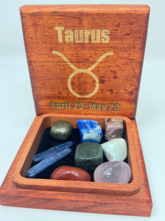 Stained Wood Zodiac Box Taurus