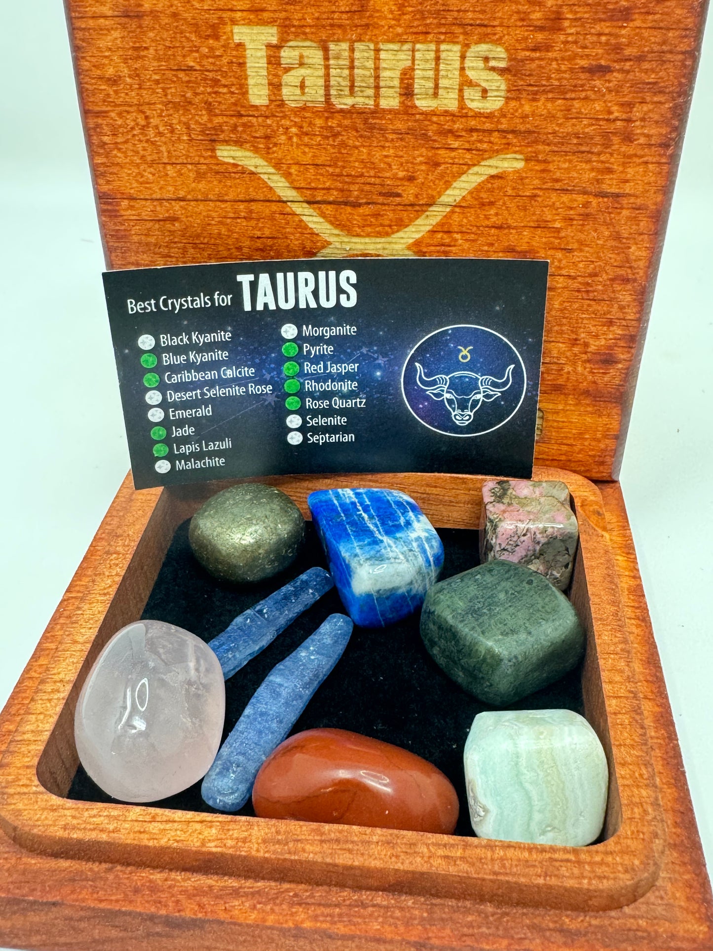 Stained Wood Zodiac Box Taurus