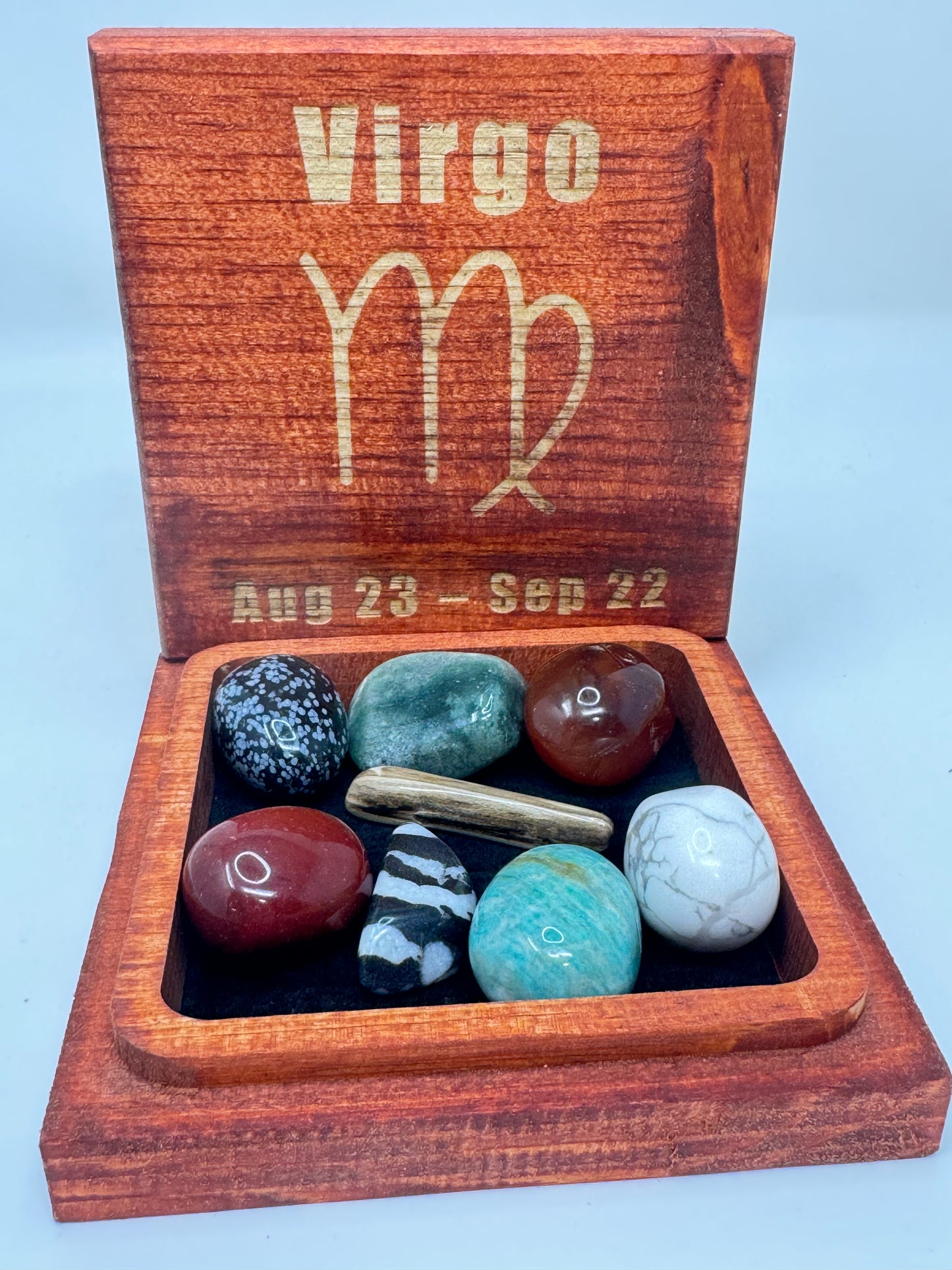 Stained Wood Zodiac Box Virgo