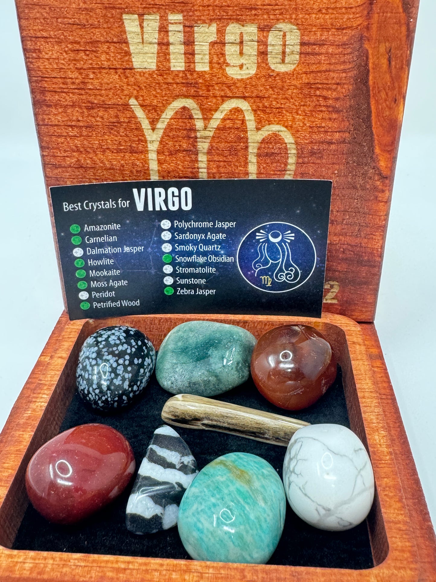 Stained Wood Zodiac Box Virgo