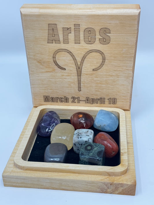 Natural Wood Zodiac Box Aries