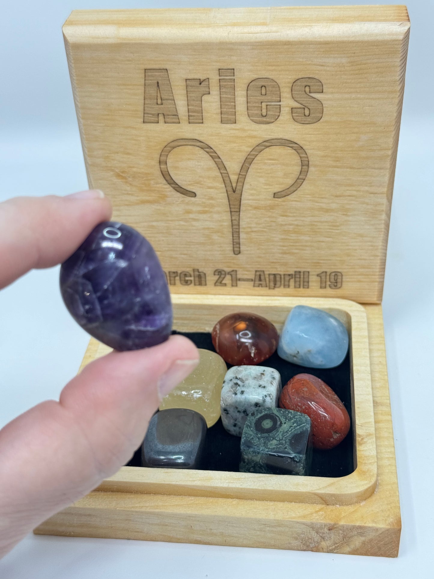 Natural Wood Zodiac Box Aries