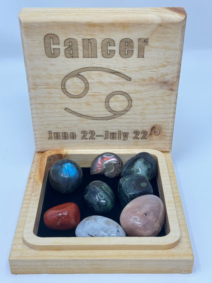 Natural Wood Zodiac Box Cancer