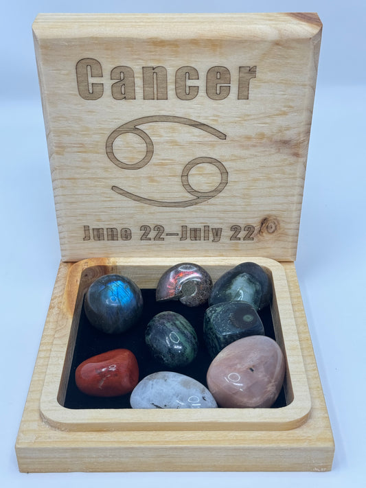 Natural Wood Zodiac Box Cancer