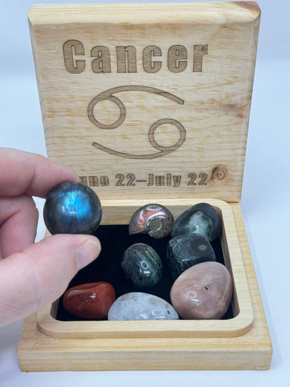 Natural Wood Zodiac Box Cancer