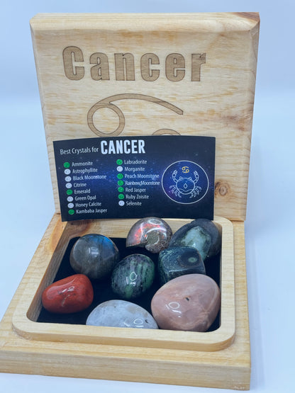 Natural Wood Zodiac Box Cancer