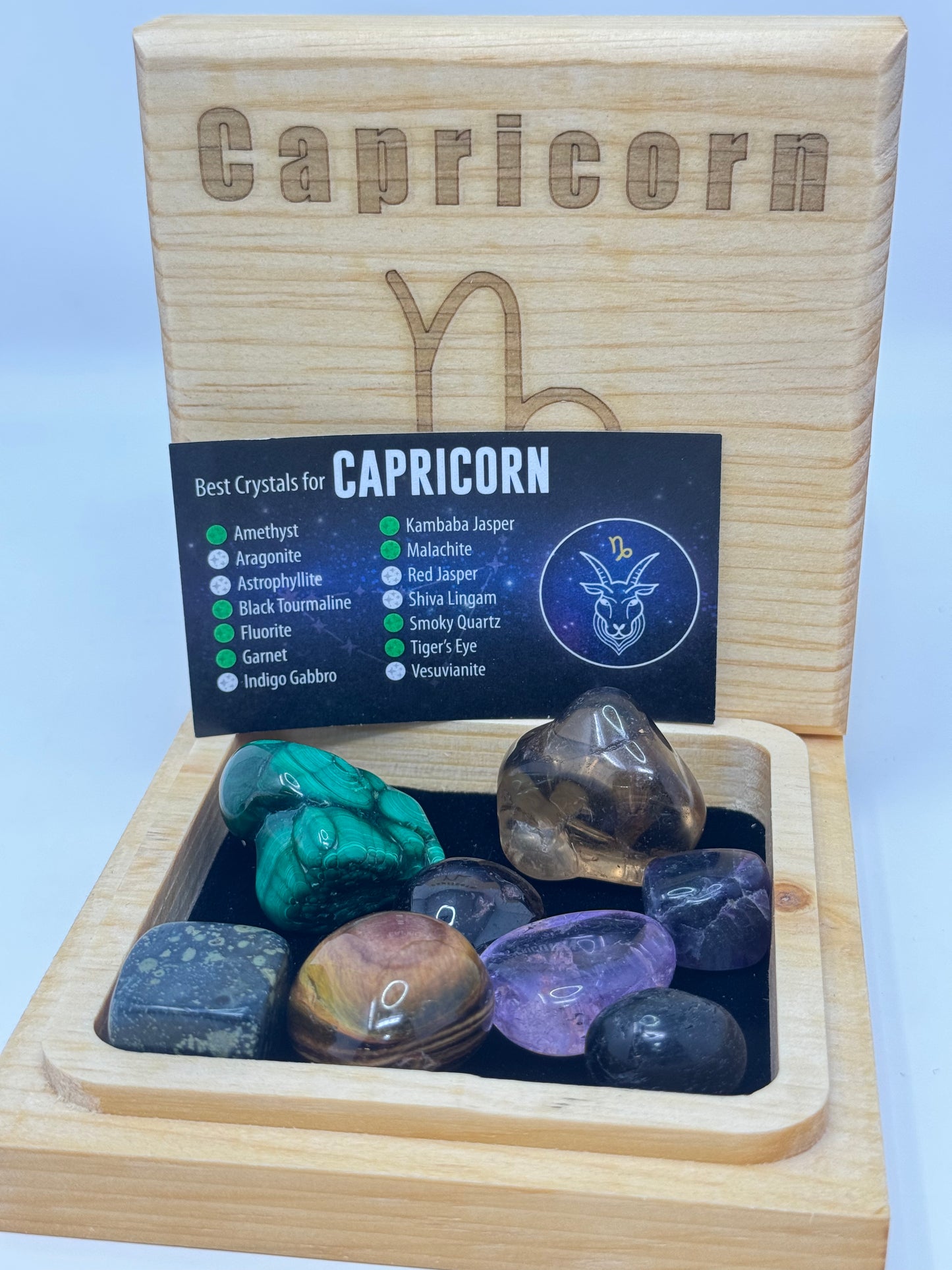 Natural Wood Zodiac Box Capricorn