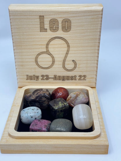 Natural Wood Zodiac Box Leo