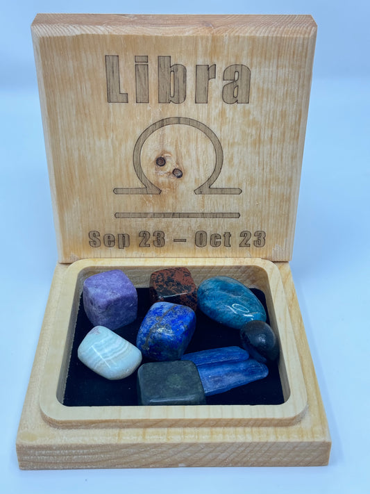 Natural Wood Zodiac Box Libra