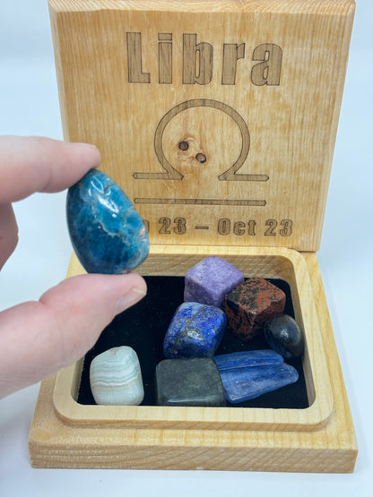 Natural Wood Zodiac Box Libra