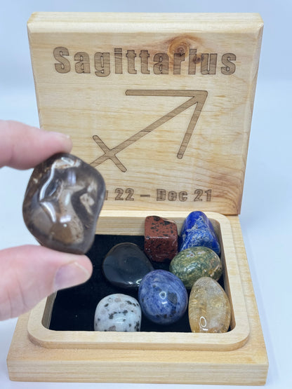 Natural Wood Zodiac Box Sagittarius