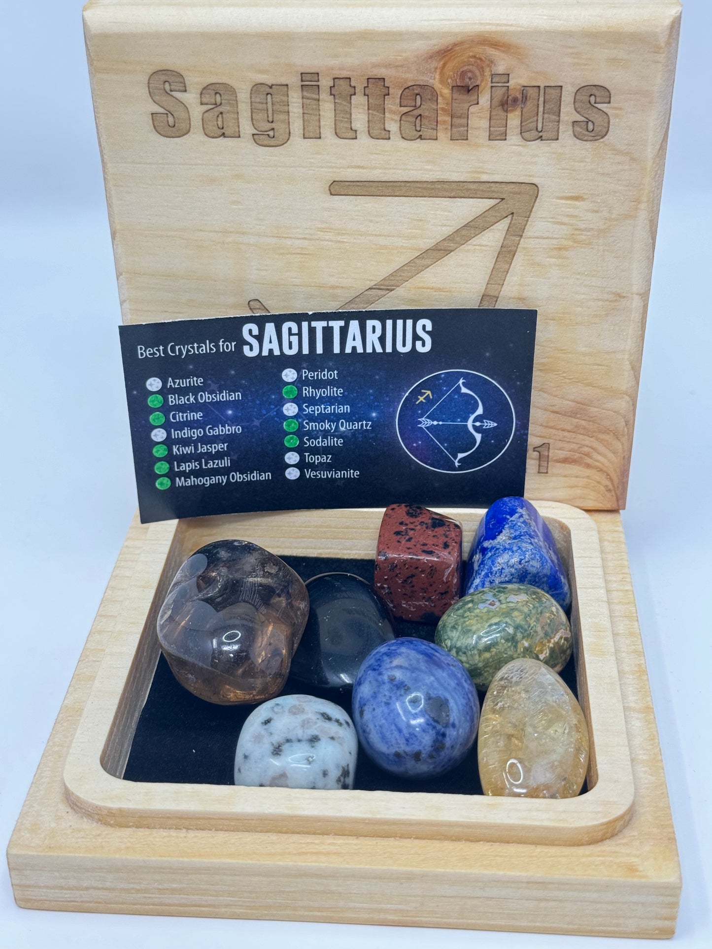 Natural Wood Zodiac Box Sagittarius