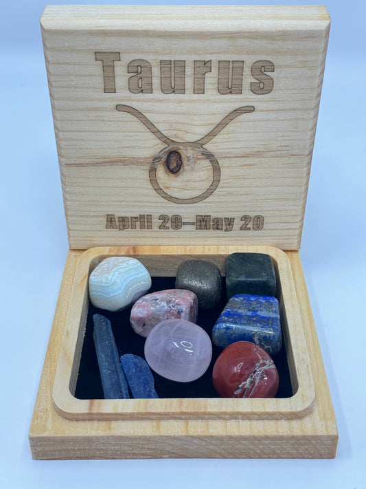 Natural Wood Zodiac Box Taurus