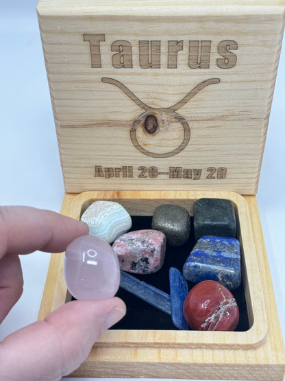 Natural Wood Zodiac Box Taurus