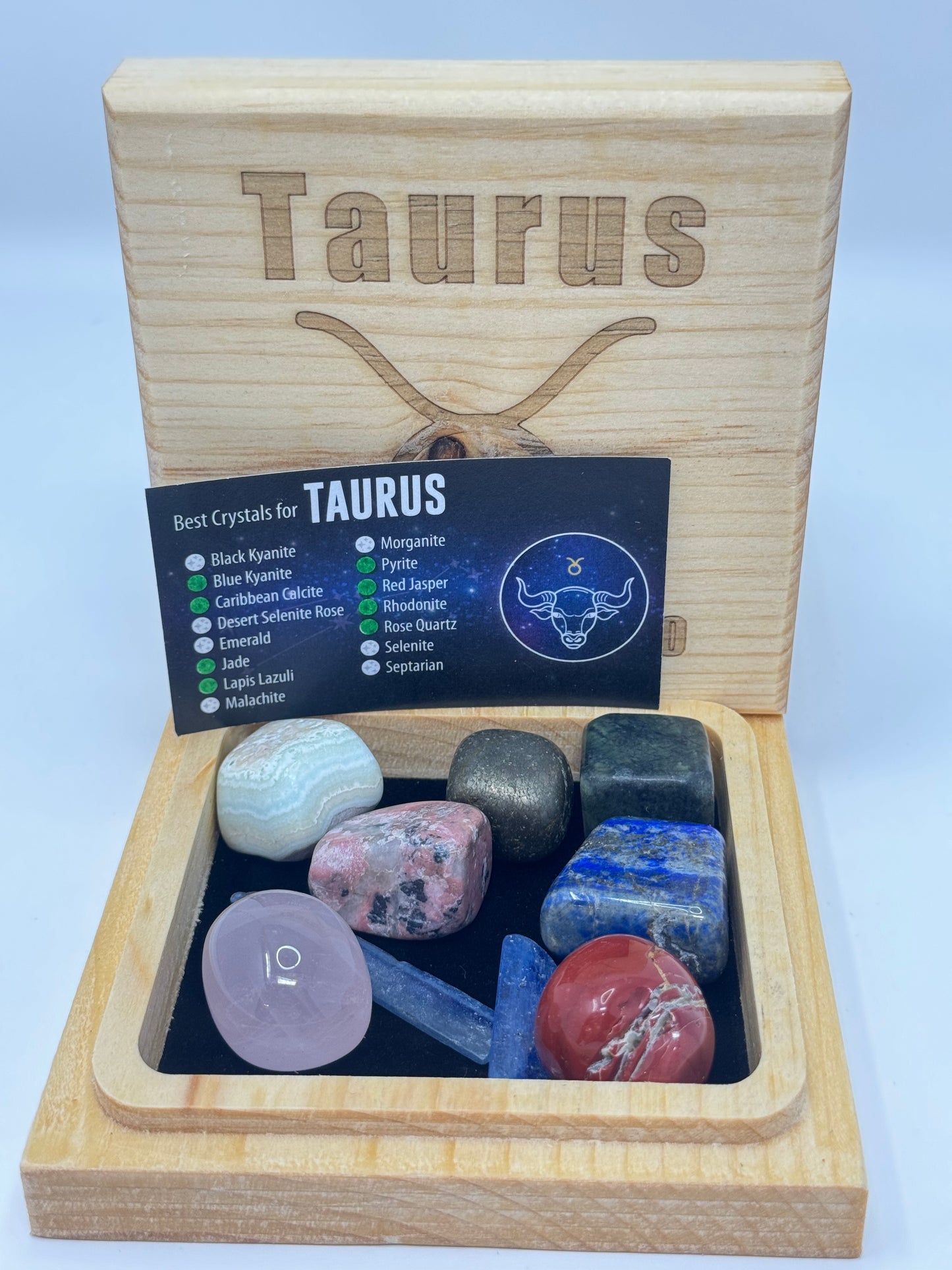 Natural Wood Zodiac Box Taurus