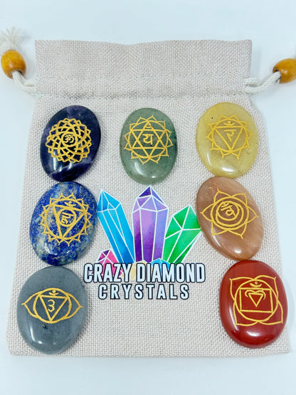 Chakra Stone Bag Set Mixed Ovals