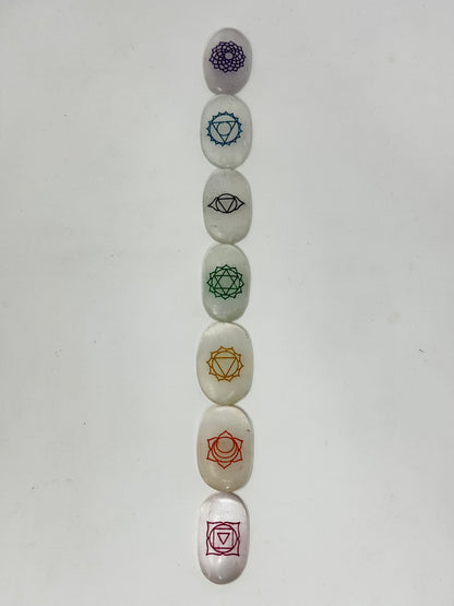 Chakra Stone Bag Set Selenite