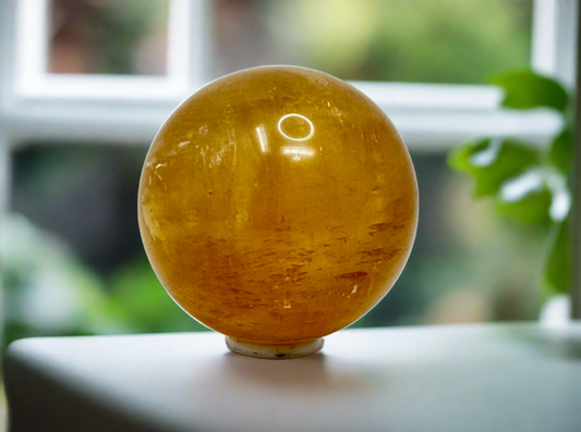 Honey Calcite Sphere