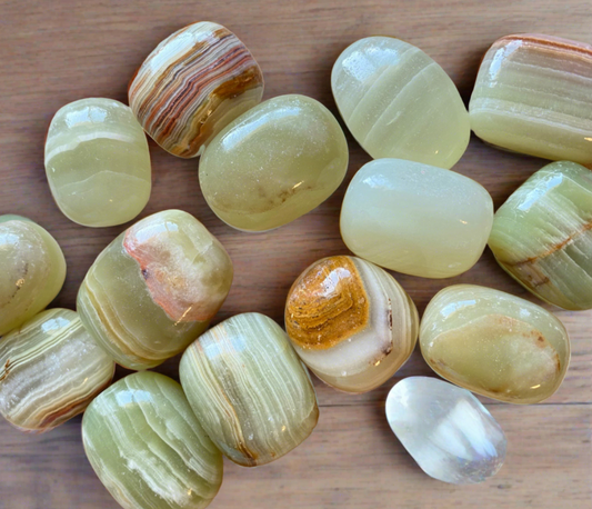 Green Banded Calcite Tumbles