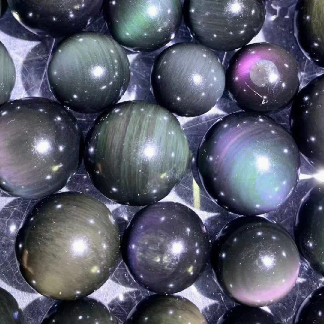 Rainbow/Velvet Obsidian Mini Spheres