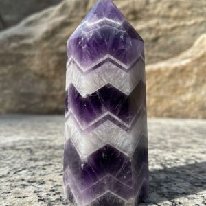 Large Chevron Amethyst Tower