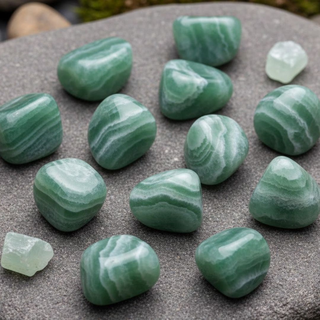 Green Banded Calcite Tumbles